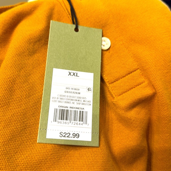 Mens Target Goodfellow & Co Gold Collared Long Sleeve Polo Shirt XXL NEW NWT - Picture 3 of 5